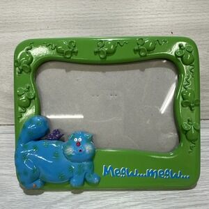 RUSS Ceramic Mouse & Cat Green Photo Frame 7.25x6" for Photo 4x6" Textured